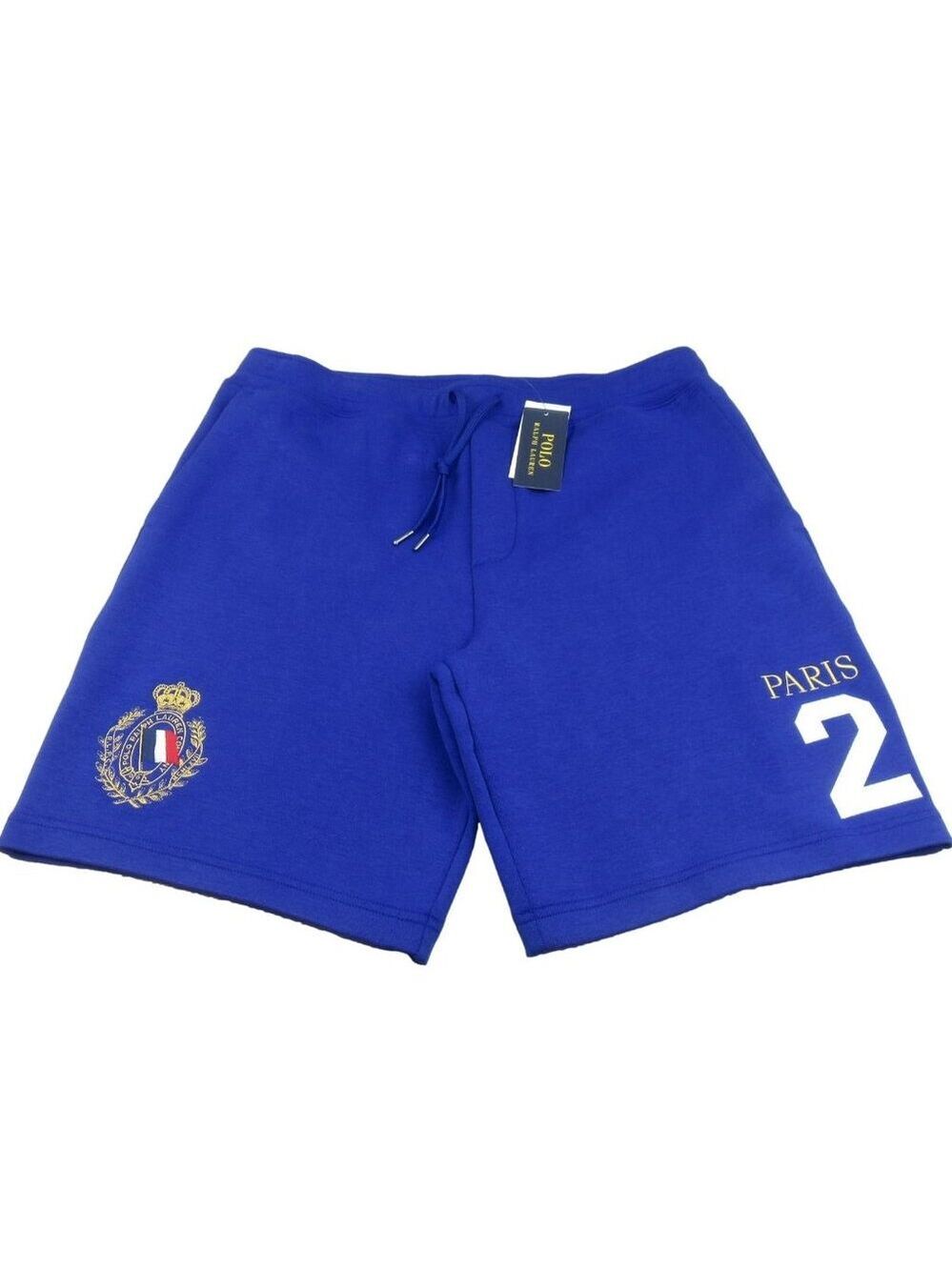 Polo Ralph Lauren Paris Crest Flag Shorts Mens Size Large Royal Blue NEW
